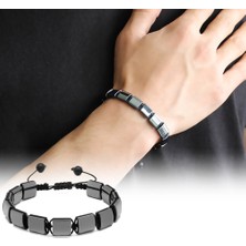 Okyanus Silver Makrome Örgü Hematit Doğaltaş Bileklik