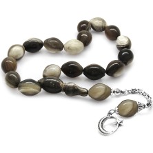 Okyanus Silver 925 Ayar Gümüş Püsküllü Arpa Kesim Bufalo Boynuzu Efe Tesbihi