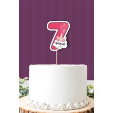 Neşeli Günlerim Unicorn Temalı 7 Yaşında (Yedi) Pasta Süsü Kalın Kağıt