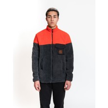 Luo Camp Plush Jacket 02 - Antrachite / Orange Rüzgar Geçirmez Erkek Polar