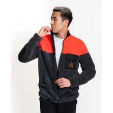 Luo Camp Plush Jacket 02 - Antrachite / Orange Rüzgar Geçirmez Erkek Polar