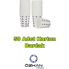 Özkan Ambalaj 3 Gözlü Köpük Tabak - Plastik Çatal,kaşık - Karton Bardak Eko SET(50LI Set)