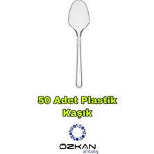 Özkan Ambalaj 3 Gözlü Köpük Tabak - Plastik Çatal,kaşık - Karton Bardak Eko SET(50LI Set)