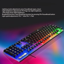 Haoruiqi Rgb Mekanik Ergonomik USB Kablolu Arkadan Aydınlatmalı Klavye Fare Set - Siyah (Yurt Dışından)