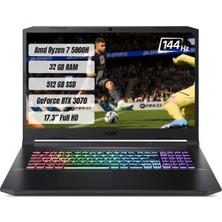 Acer Nitro 5 AN517-41 Amd Ryzen 7 5800H 32 GB 512 GB SSD Rtx 3070 Freedos 17.3" Fhd 144 Hz Taşınabilir Bilgisayar NH.QBGEY.002-32