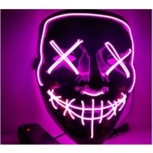 EC Shop Shopline Hallowen LED Işıklı Neon Maske 3 Modlu Parti Eğlence Maskesi Mor