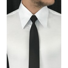 Terzi Adem Italyan Stil Slim Fit Sivri Yaka Saten Erkek Gömlek Beyaz T7214