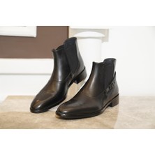 Terzi Adem İtalyan stil iç dış naturel deri kışlık erkek bot ayakkabı siyah T4030