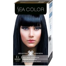 Sea Color 1.1 Mavi Siyah Saç Boyası Amonyaksız Kalıcı Parlak Renkler ile Beyaz Kapatma