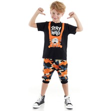 Denokids Stay Wild Erkek Çocuk T-Shirt Kapri Şort Takım