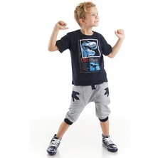 MSHB&G T-rex Info Erkek Çocuk T-shirt Kapri Şort Takım