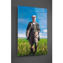 Taulart Gazi Mustafa Kemal Atatürk Başak Tarlasında Cam Tablo