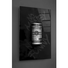 Taulart No Money No Funny Siyah Beyaz Cam Tablo