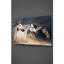 Taulart Dört Nala Koşan Atlar Cam Tablo