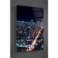 Taulart Işıklı Şehir Cam Tablo