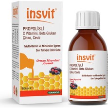 insvit Propolisli C Vitamini Çinko Ceviz Beta Glukan Ekinezya Orman Meyveleri Aromalı Şurup 150 ml 2'li Set