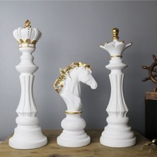 Sister Home Design Dekoratif Satranç Seti ( Dev Boy) 3'lü Set Beyaz Biblo - Dekor