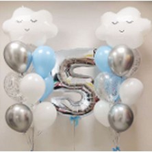 Best Parti Gökyüzü Bulut Balon Doğum Günü Set Yaş 5