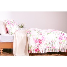 Makiteks %100 Pamuklu Fırfırlı Süs Dikişli Lamus 240X220 cm Battal Boy Nevresim ve 2 Yastık Kılıfı
