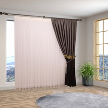 Perhal Etek İşlemeli Grek Gri Renk 1-3 Sık Pileli Tül Perde