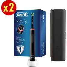 Oral-B Pro 3500 Şarj Edilebilir Diş Fırçası Siyah+Başlık X2