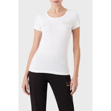 Ea7 Pamuklu Slim Fit Bisiklet Yaka T Shirt Bayan T Shirt 8NTT65 Tjdqz 1100
