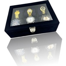 Dijital Çarşı Richbox 6'lı Saat Kutusu Siyah Alcantara Süet