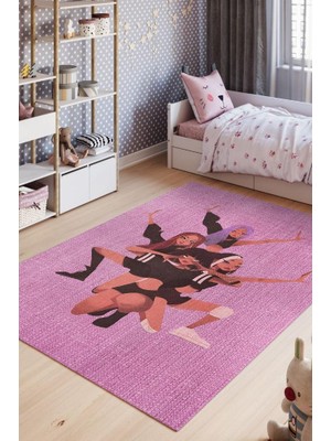 Homshtag Blackpink Pamuklu Dokuma Tabanlı Yıkanabilir Dekoratif Halı