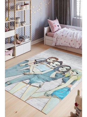 Homshtag Black Pink Pamuklu Dokuma Tabanlı Yıkanabilir Dekoratif Halı