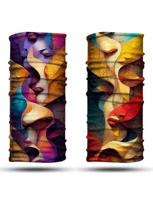 Dair Aksesuar Yaprak Desenli 2'li Set Boyunluk Bandana Outdoor Balaklava Yüz Maskesi Kafa Bandı