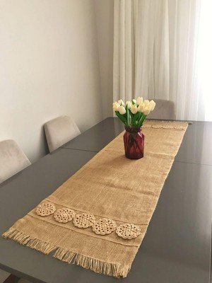 Parla Lifee Örgü Motifli Jüt Runner 40X120 cm