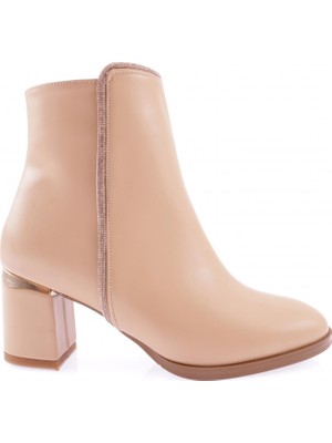 DGN 404 Kadın Siler Taşlı Yandan Fermuarlı Topuklu Bot