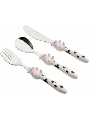 Porland Mini Cow Çocuk Çatal Kaşık Bıçak Takımı 3 Parça
