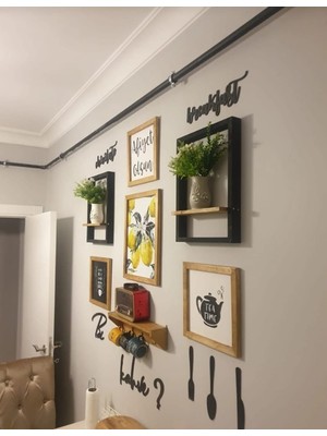 Wood Home Works Ahşap Terekli Dekor Mutfak Tablo Seti Ceviz