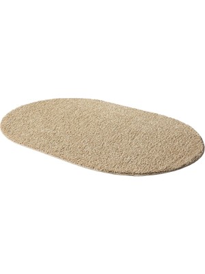 Eurobano Home - Bej Kaymaz Taban Yıkanabilir Shaggy Oval Halı