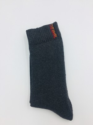 Özge 3 Çift Erkek Gri Termal Havlu Kışlık Kalın Çorap