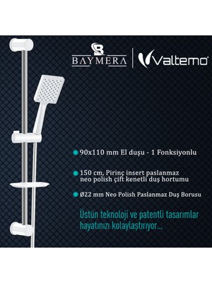 Baymera Queen White Sürgülü Duş Seti VLTM-6802