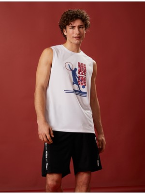 Koton Kolsuz Spor Atlet Basketbol Baskılı Bisiklet Yaka Nefes Alan Kumaş