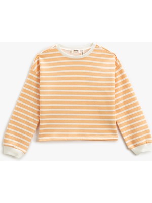 Koton Crop Sweatshirt Bisiklet Yaka Yumuşak Dokulu