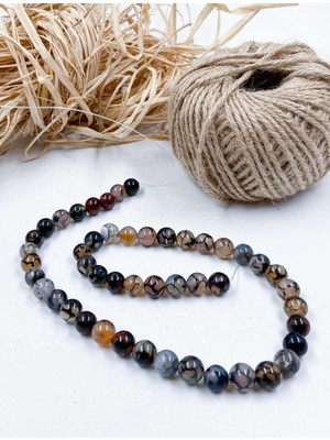 Mucize Taş Akrep Akik Küre Kesim 8 mm Doğal Taş Dizi