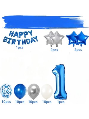 Bkmc Mavi 1 Yaş Balon Zinciri Doğum Günü Seti Iyi Ki Doğdun Doğum Günü Seti