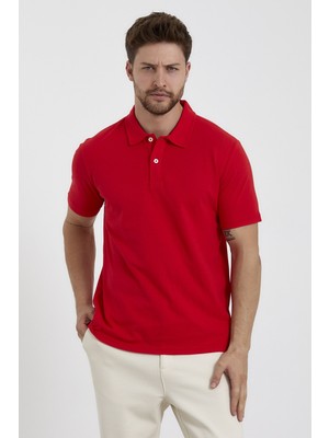 Odelon Erkek Basic Polo Yaka Tişört (Regular Fit) Kırmızı