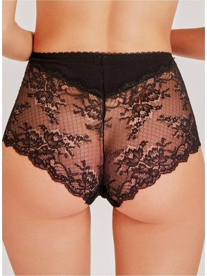 Magic Form 589 Kadın Yüksek Bel Dantelli Külot-Siyah