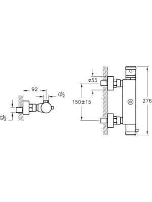 Artema Aquaheat A47055EXPS Termostatik Duş Bataryası, Krom