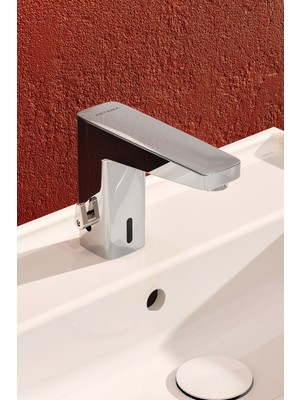 VitrA Root Square A47128 Temassız Lavabo Bataryası, Elektrikli, Çift Su Girişli, Krom