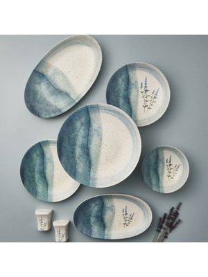 Güral Porselen Camelıa 30 Parça 6 Kişilik Mat Bone Yemek Takımı Desenli Porselen Beyaz