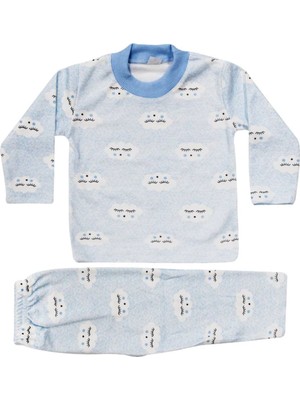 by BebekOdam Erkek Bebek Bulut Desenli Alt Üst Mavi 2'li Pijama Takım