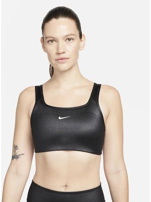 Nike Swoosh Orta Destekli Pedli Parlak Kadın Spor Sütyeni DD1438-010