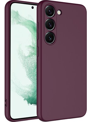 Caseart Samsung Galaxy S23 Ultra Kapak Içi Kadife Kamera Korumalı Lansman Silikon Kılıf - Mürdüm