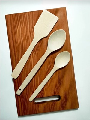 Enes 3 Parça Ahşap Set Tahta Kaşık Set ve Spatula